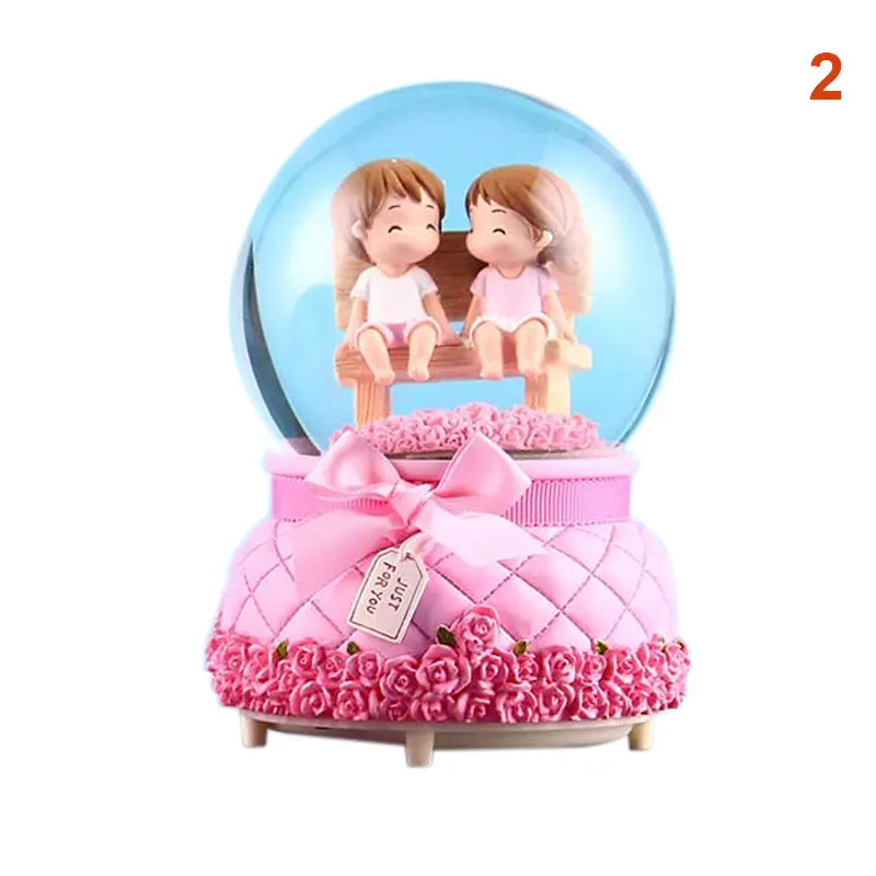 

Couple Crystal Ball Snowflake Music Light Resin Glass Ball for Valentine's Day Gifts TP-Hot