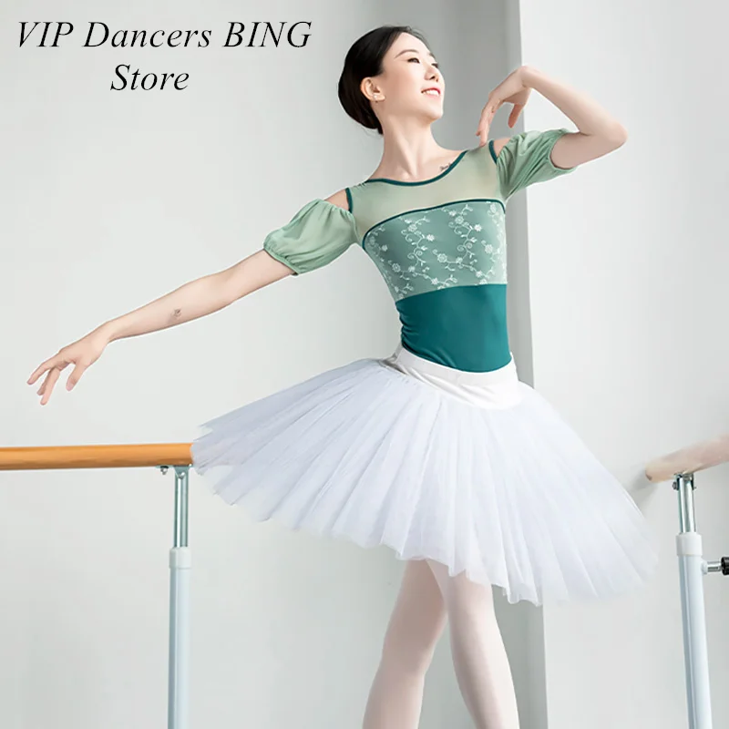 Кружевное балетное танцевальное трико для взрослых Боди балерины сценический