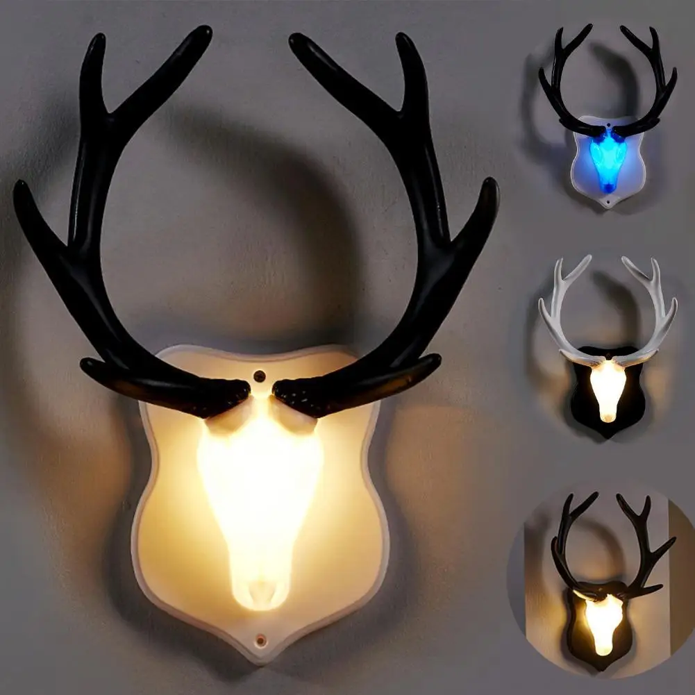 

Hot Wall Light Visual Effect Multi-use ABS Deer Head Antler Wall Mount Hanging Lamp for Living Room
