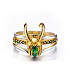 Новинка 2021, кольцо для косплея, металлическое кольцо с зелеными кристаллами