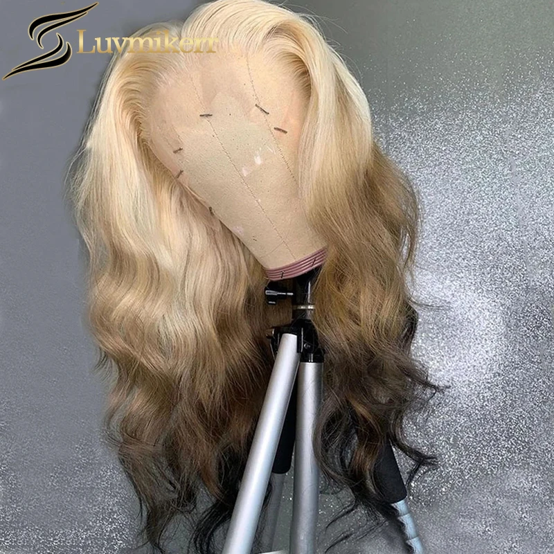 

Ombre 613 Blonde Hd Transparent Human Hair Lace Frontal Wigs Body Wave Highlight Colored Lace Wigs For Women Glueless Baby Hair