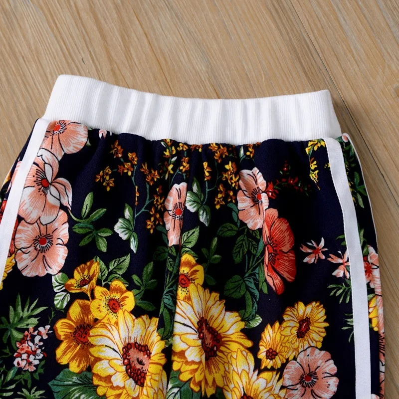 

Children's Clothing Suit Autumn New Fashion Girls' Set Long-Sleeved Zipper Flower Print Jacket + Trousers Two-Piece 2-6 Years