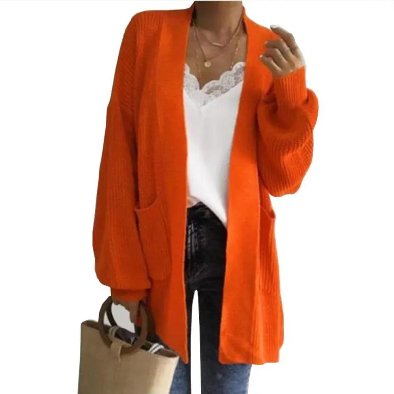 

2020 длинный рукав оверсайз трикотажная куртка пальто женские кардиганы осень зима свитер кардиган Свободная верхняя одежда свитер для женщ...