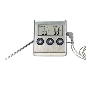 Цифровой термометр для приготовления пищи, барбекю, пекаря, измеритель температуры 0-250C с датчиком температуры, часами, таймером, функцией будильника