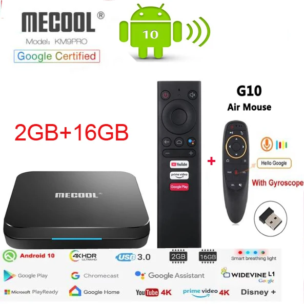 Android tv 10 0 Google Сертифицированный MECOOL KM9 PRO 4 ГБ 32 TV приставка Amlogic S905X2 4K голос 2 4G 5G