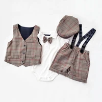 children suit baby boys clothes newborn tracksuit formal dresses rompershortvesthat 4pieces costumes for children 0 3y