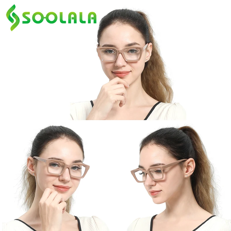 Очки для чтения SOOLALA с защитой от синего света мужчин и женщин квадратные