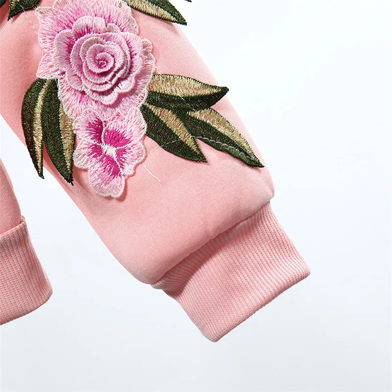 Женский свитер с вышивкой в стиле Харадзюку свободный розовый Корейском осенняя