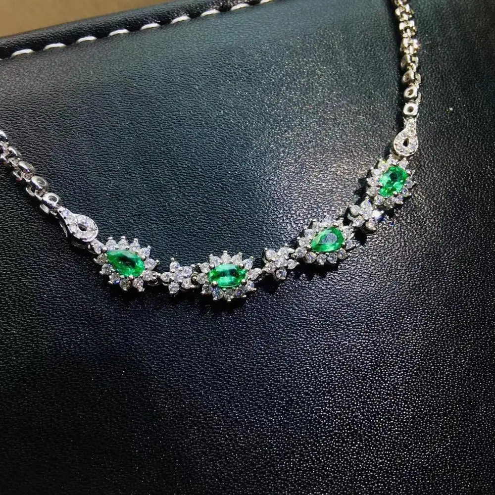 

KJJEAXCMY fine jewelry natural Emerald 925 sterling silver new women gemstone hand bracelet support test luxury classic