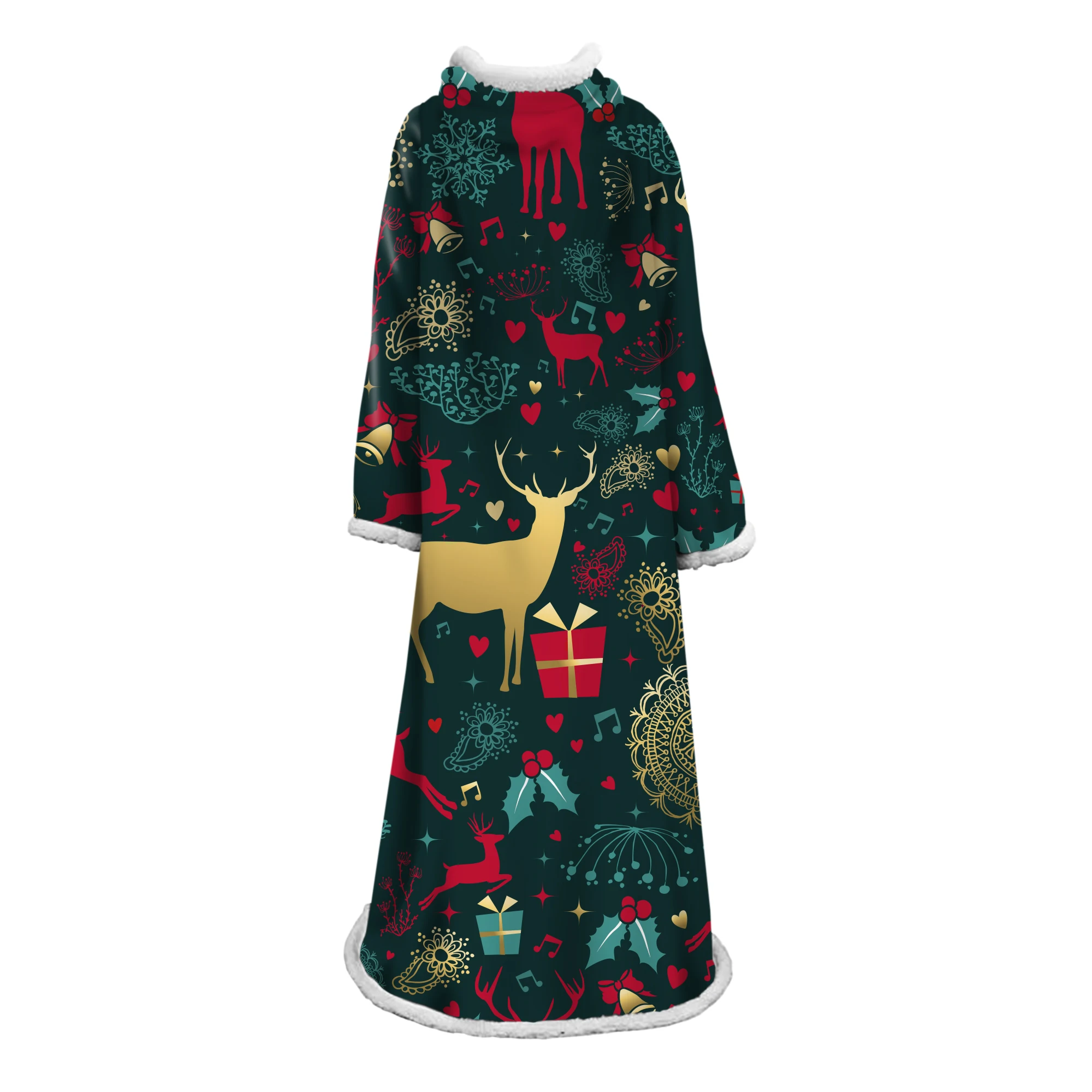 

Рождественское длинное пушистое теплое большое супермягкое одеяло Рождественская уютная пушистая шерпа с большими рукавами