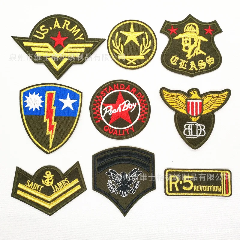 

50 шт./лот Роскошная вышивка Reatro Золотая армейская буква в виде птицы Звезда сумка для рубашки аксессуары для украшения одежды рукоделие сде...