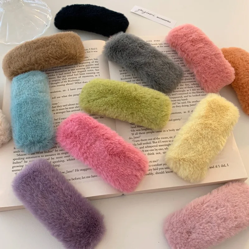 

2021 Winter Plush Faux Rabbit Fur Popular Hairpin Women Girls Hair Clips Pins Accessories Barrettes Hairclip Ornaments Headdress