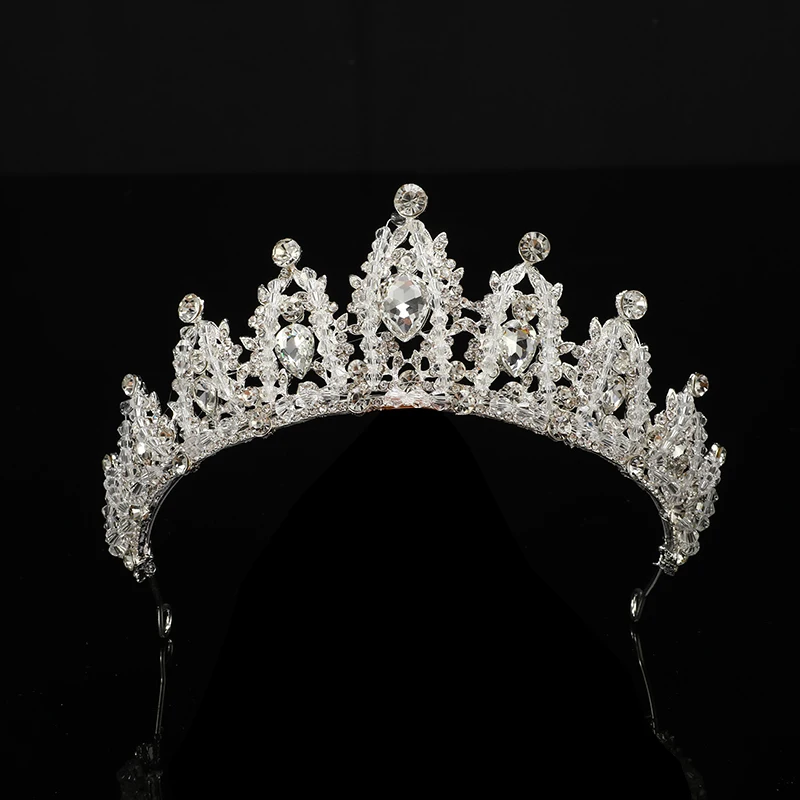 

Модные хрустальные короны, тиара невесты серебряного цвета, королева, свадебная корона, головной убор, бижутерия для волос, аксессуары