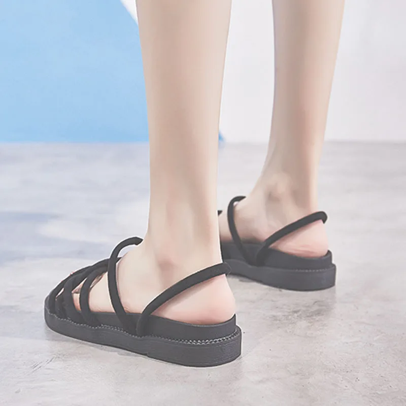 Сандалии женские простые на толстой подошве в Корейском стиле без шнуровки |