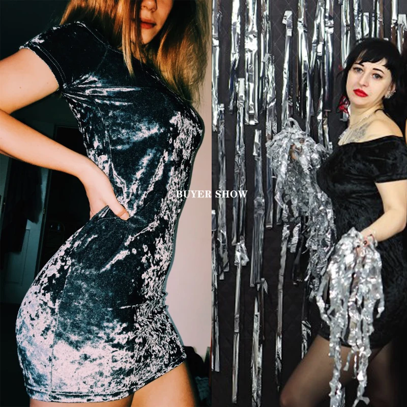 

Sexy Off Shoulder Sheath Velvet Mini Dress Slash Neck Strapless Women Party Short Sleeve Elegant Pencil Bodycon Dress Vestidos