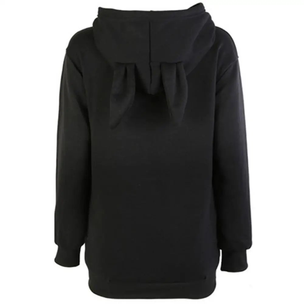 Cute Rabbit Ears Plus Thick Hoodies Women Loose Long Sleeve Pullover Pocket Tops Sweatshirt wear for daily life