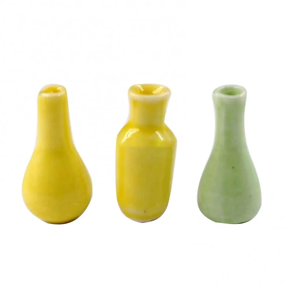 

50% Hot Sales!! 2/3Pcs Mini Ceramic Porcelain Vases Succulent Flower Pots for 1/12 Dollhouse