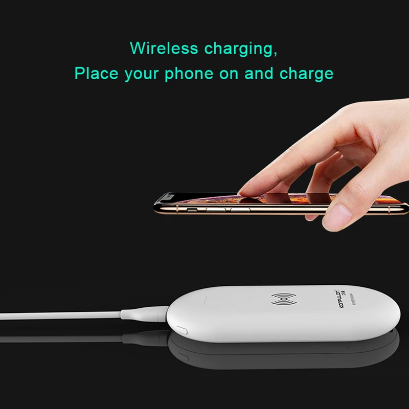Беспроводное зарядное устройство 2 в 1 и внешний аккумулятор на 8000 мАч быстрое для