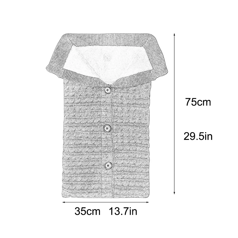 

Pure Cotton Plush Baby Sleeping Bag Envelope Thick Warm Newborns Cocoon Button Knit Infant Blanket Bedding Outdoor Stroller Wrap