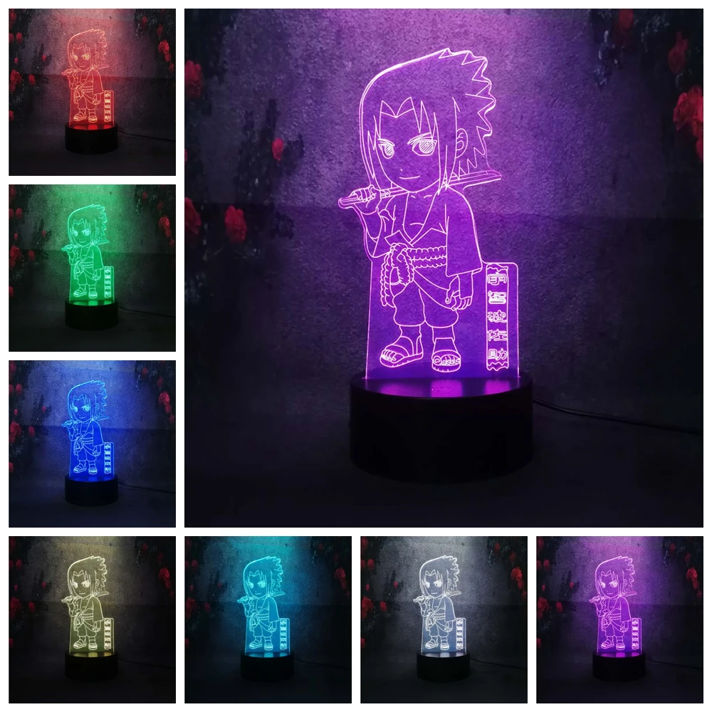 COOL Boy Naruto Sasuke 3D USB Child current Desk Table lamp cartooncomic figure Night Light kid baby sleep bedroom Decor gifts