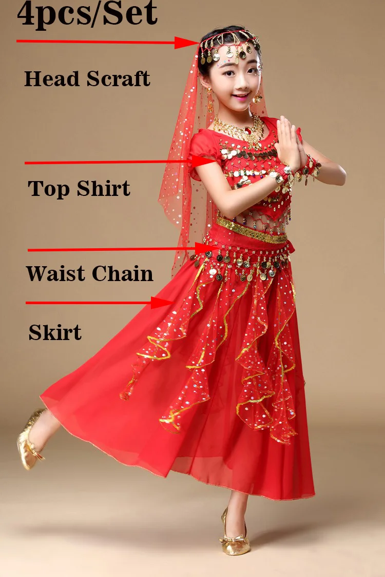 4 шт./1 комплект детский костюм для танца живота | Тематическая одежда и униформа