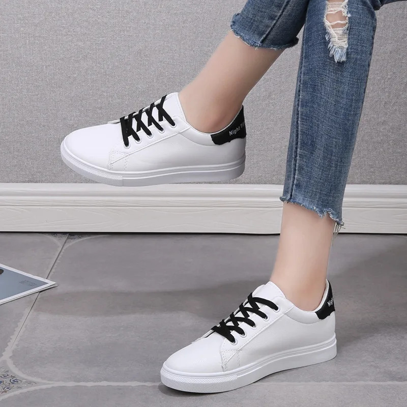 

Women Casual Shoes New Spring Woman Shoes Fashion White Sneakers Breathable Lace-Up Women Sneakers Platform Flats Shoes