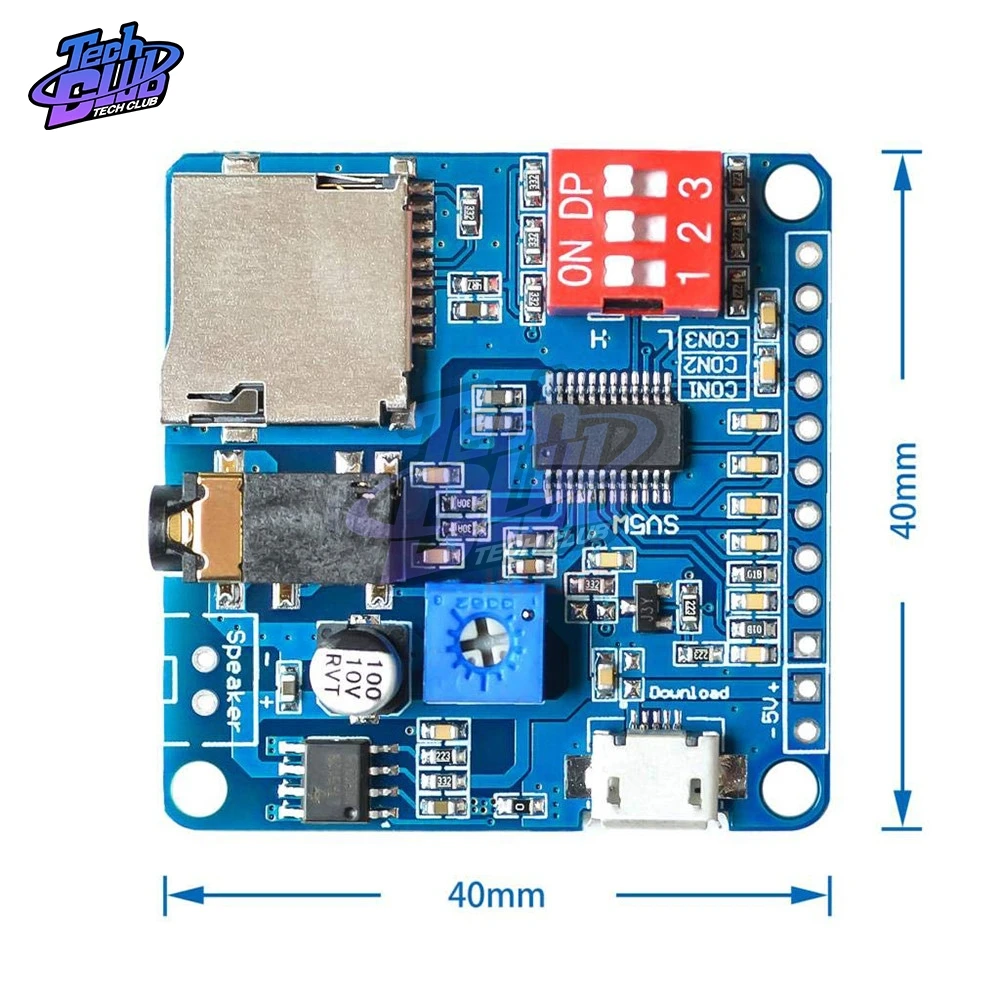 Для Arduino 5 Вт модуль усилителя воспроизведения голоса MP3 музыкальный плеер SD/TF