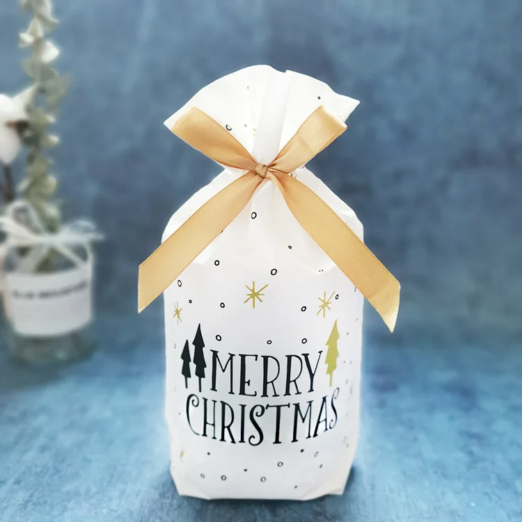 Christmas bag-1 50 шт/100 шт Рождественский подарок мешок украшение праздника мешок конфеты печенье закуски мешок для упаковки еды Шнурок Пакет карман - Цвет: Christmas bag-1