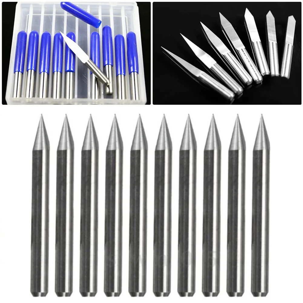 

10PCS Carbide PCB Board 0.1mm 30 Degree Engraving Bits CNC Router Tool For Solid Wood/MDF/PVC Engraving And Cutting
