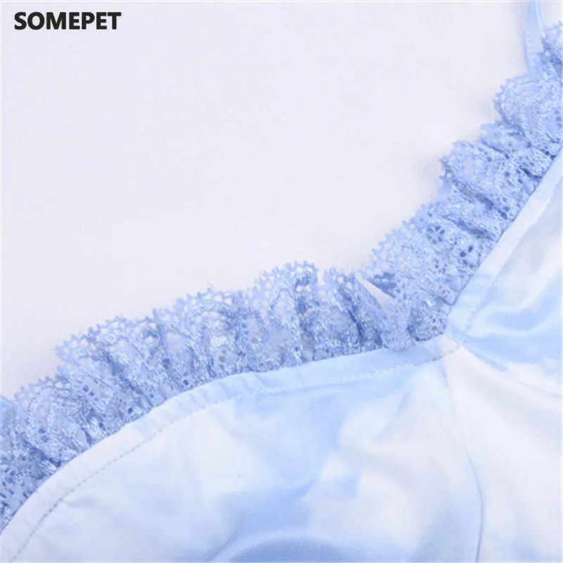 

New Summer Clouds Print Ruched Ruffles A Line Dress Women Sexy Lace Up Spaghetti Strap Bodycon Party Club Dress Mini Vestidos