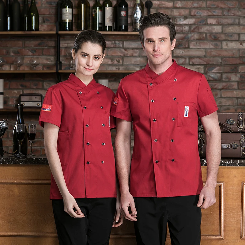 

Short Sleeve Master Chef Uniform Shirt Catering Restaurant Bakery Men and Women Kitchen Cook Jacket Canteen Barber Shop Workwear