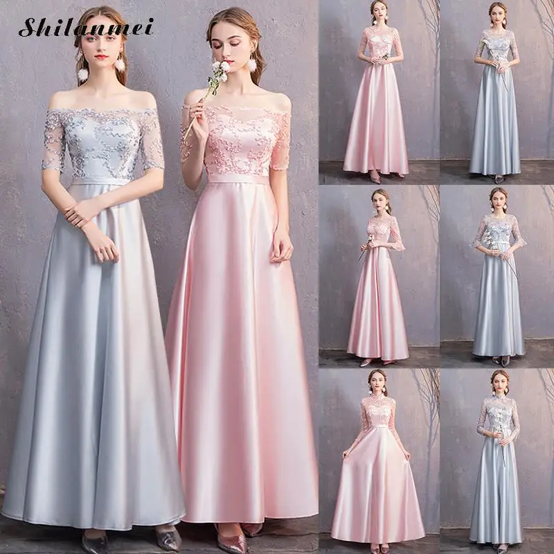 

Pink Lace Evening Party Dress Ladies Elegant Mesh Patchwork Long Dresses Women Sweet Cute Princess Dress Lace Ball Gowns Vestido