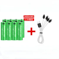8pcslot new 1 5v aa rechargeable battery 3400mwh usb rechargeable lithium battery with micro usb cable for fast charging
