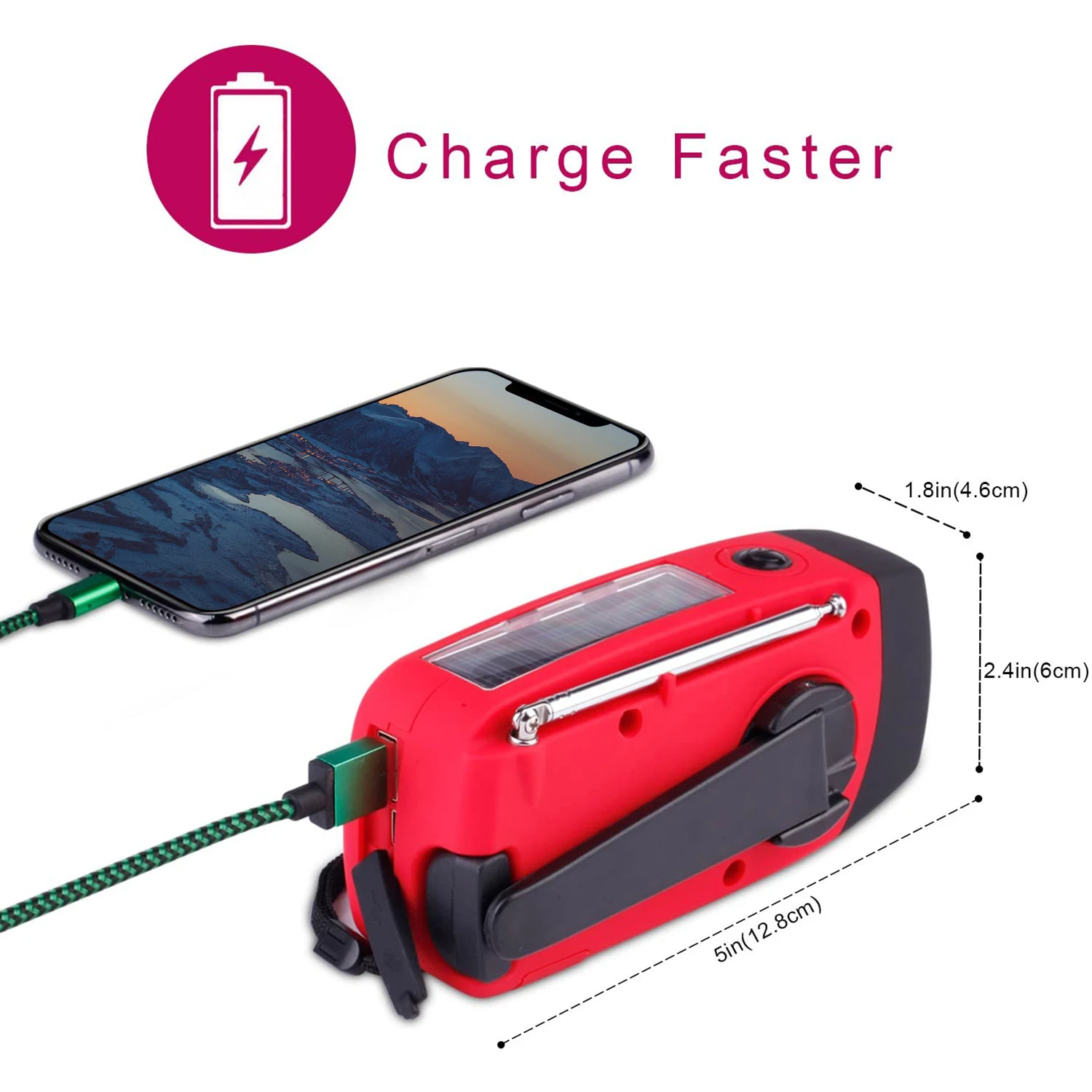 Солнечное радио аварийное AM/FM/WB погода Ручной Кривошип с 3 светодиодный фонарик