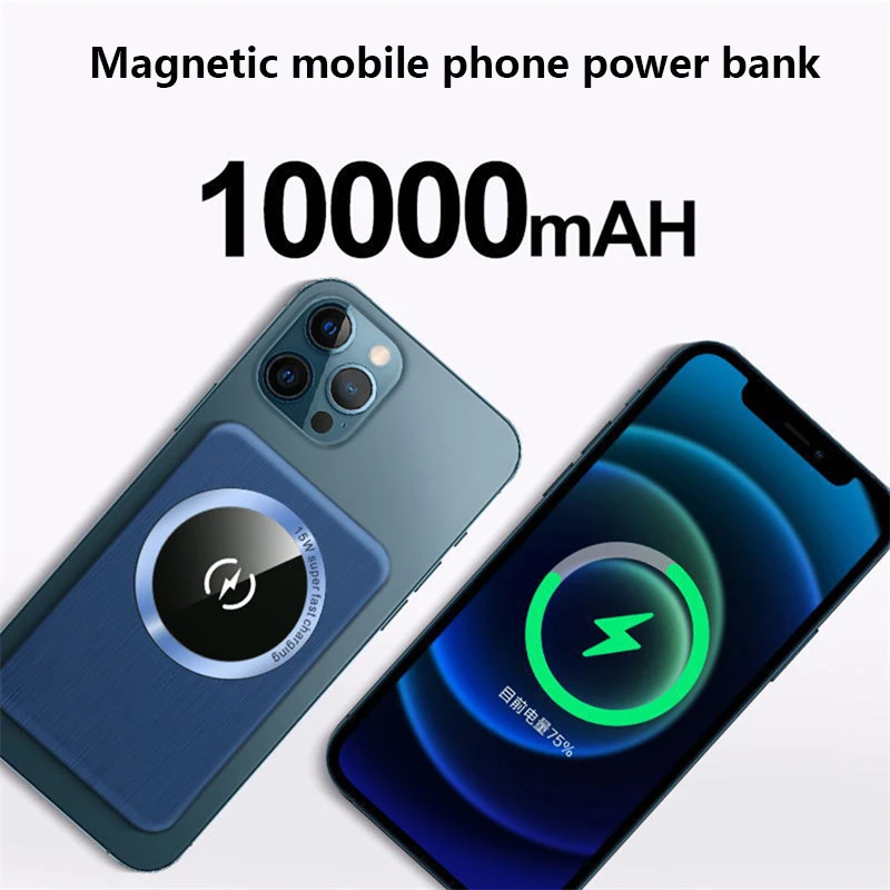 

10000mAh Magnetic Wireless Power Bank 15W Fast Charger For iphone 12 13 Pro Max Xiaomi Mi Samsung Powerbank Mobile Phone battery