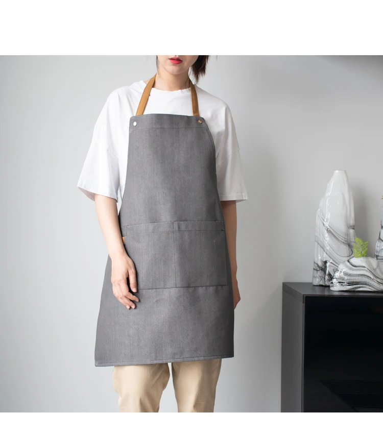 Джинсовый фартук в скандинавском стиле модная Домашняя одежда из чистого хлопка