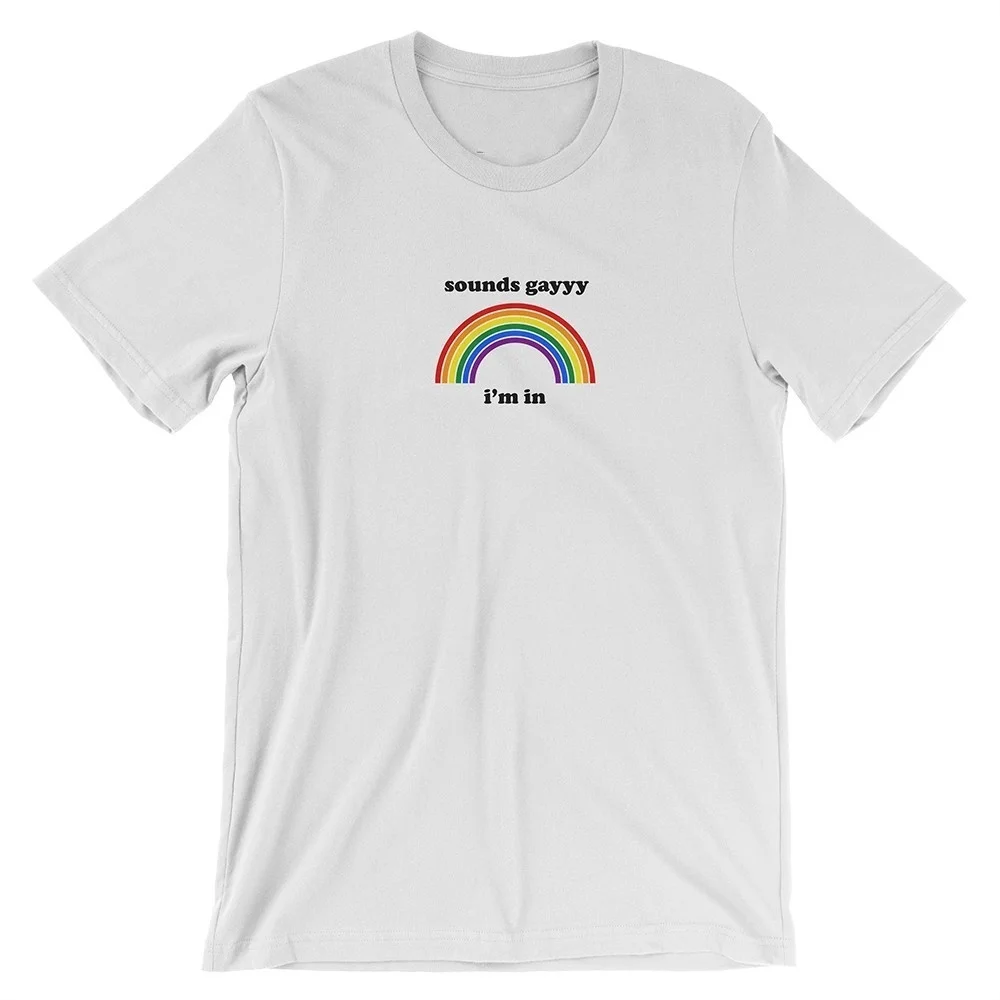 Harajuku женская футболка с надписью gayy I'm In Rainbow топы короткими рукавами и футболки