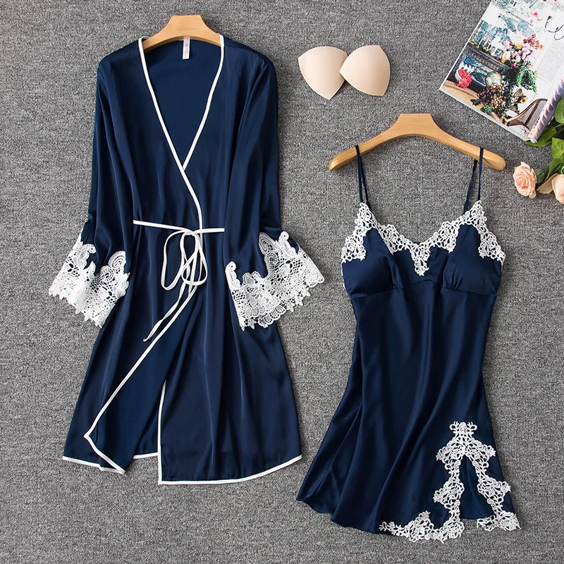 Халат женский атласный из искусственного шелка пикантный домашний халат