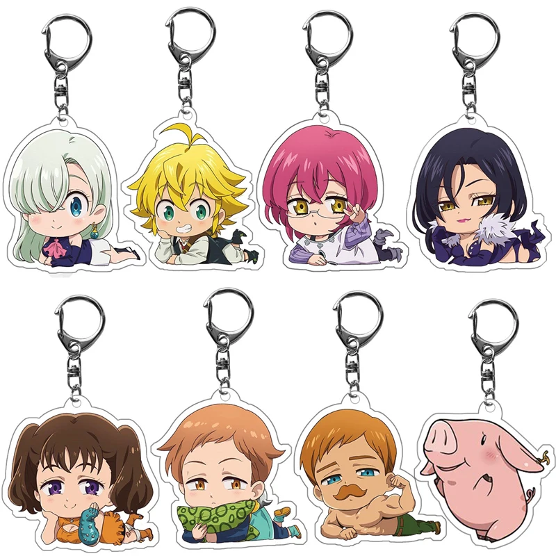 

Wholesale Anime The Seven Deadly Sins Acrylic Keychain Meliodas Diane Ban Escanor Cartoon Figure Keyring Pendant Jewelry 20Pcs