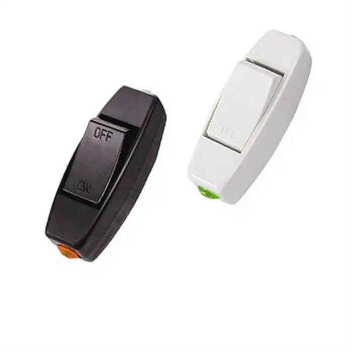 

2pcs or 5pcsWhite or Black Plastic Rocker Boat PushButton AC 250V 6A ON/OFF In Line Cord Switch White for Room Household BedSide