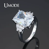 umode square cz crystal rings for women femme wedding rings girls engagement fashion jewelry party gifts free shipping ur0586