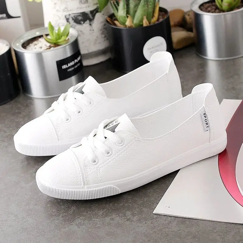 Women Fashion Round Toe High Quality Slip on Loafers for Summer Lady Casual White Lace Up Stylish Shoes Student Sapato E6149 | Обувь