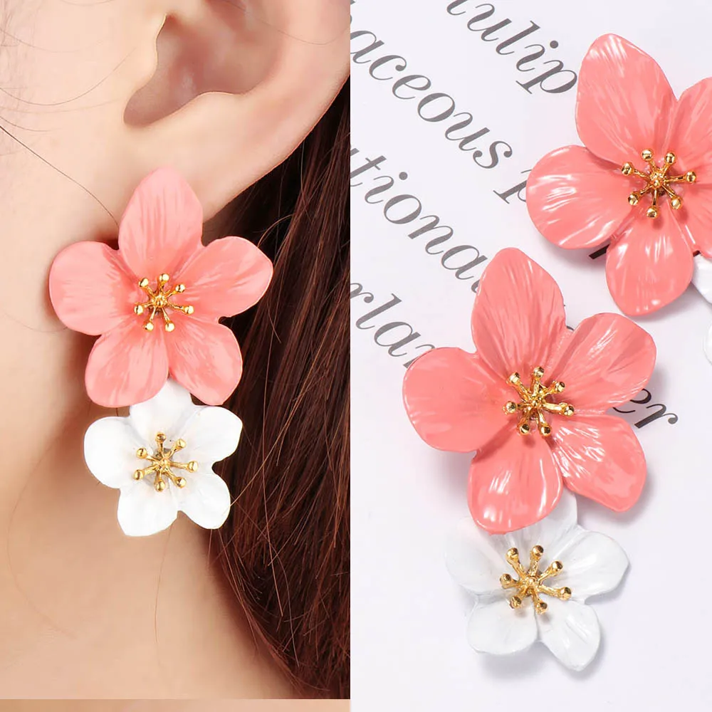 Милые серьги с цветком вишни милые белые розовые в виде цветка Свадебные