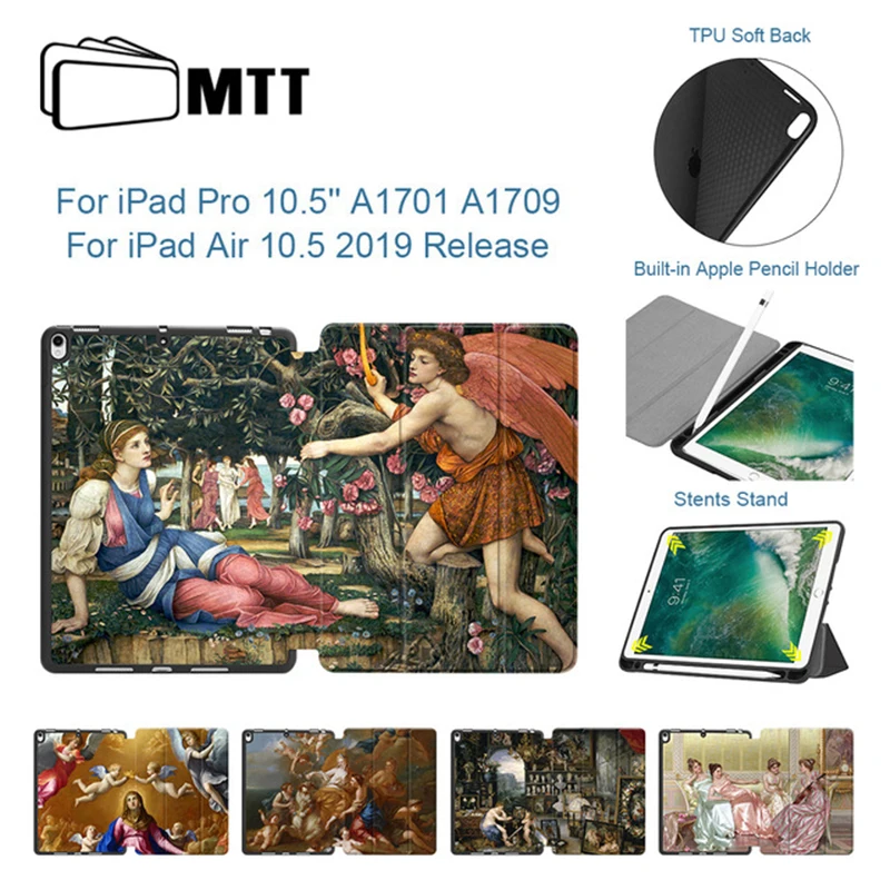 MTT чехол с масляным рисунком для iPad Pro 10,5 дюймов, мягкий ТПУ чехол из искусственной кожи для iPad Air 10," с держателем для ручек, fundas