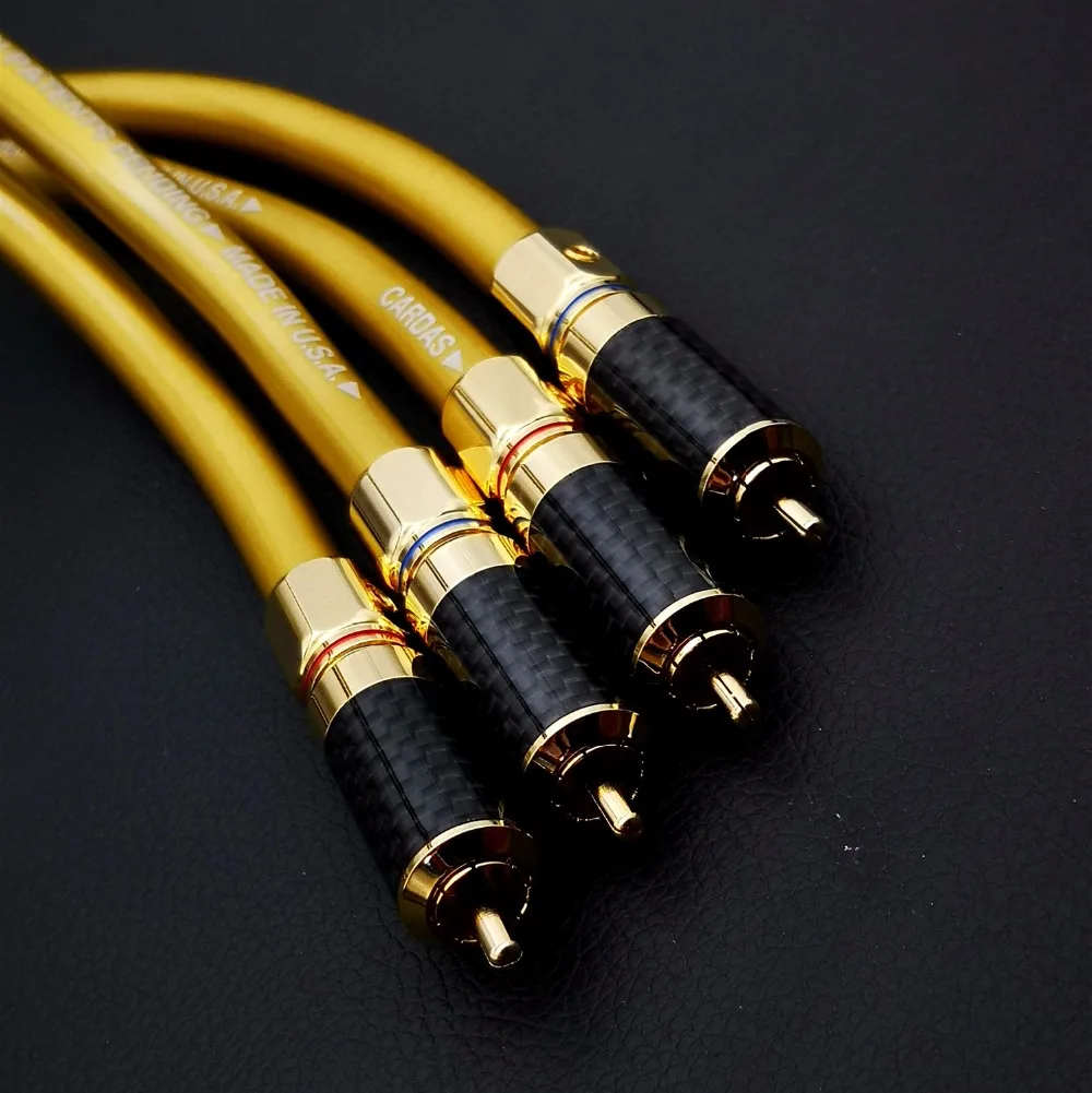 Пара кабелей Hifi audio Cardas Hexlink золотистый 5-C с разъемом RCA из углеродного волокна