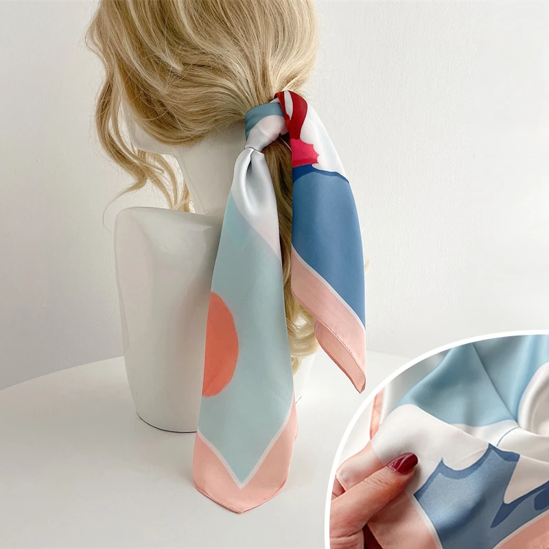 

Silk Square Scarf For Women Summer Shawl Fashion Hair Bands Neckerchief Female Ladies Foulard Headband Head Wraps Satin Bandana