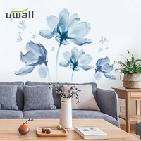 romantic blue flowers wall stickers living room bedroom decor home background wall decor self adhesive stickers room decoration
