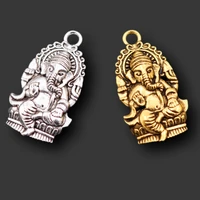6pcs silver color gold 3d elephant buddha ganesha lucky pendants diy charms bracelet necklace jewelry crafts metal accessories