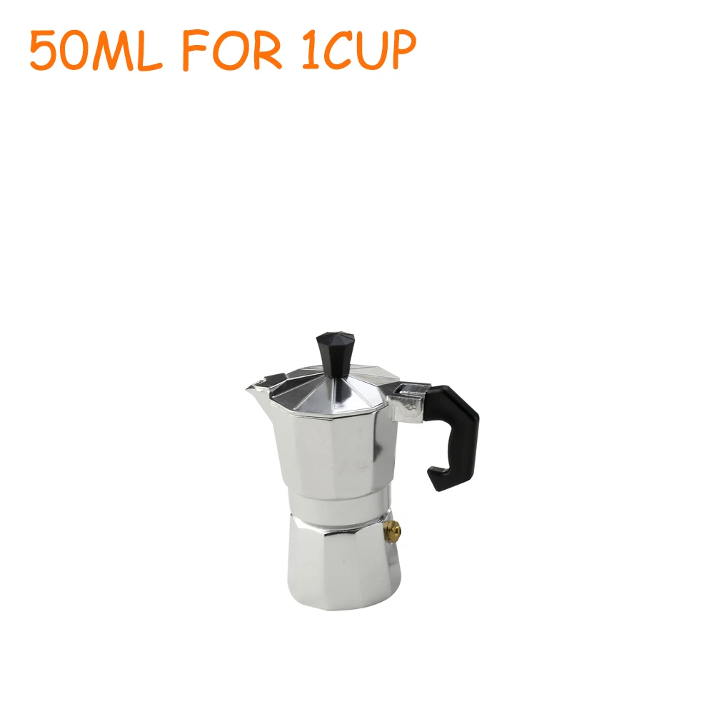 Кофе Maker Алюминий мокко Эспрессо кофеварка горшок Кофе Мока 1cup/3cup/6cup/9cup/12cup кофеварка для приготовления кофе на плите кофемашина кофеварка кофемашина автоматическая кофе машина кофеварка электрическая - Цвет: 50ML FOR 1CUP