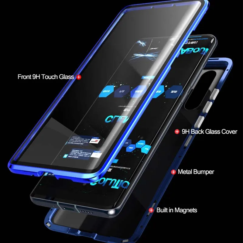 Двусторонний чехол с магнитной адсорбцией на 360 градусов для huawei Honor 20 P30 P20 Lite Pro 10